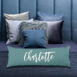 Green dunkel cyan name script seitenschläferkissen