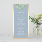 Green Dusty Blue Wedding Program Programm (Stehend Vorderseite)