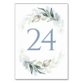 Green Dusty Blue Wedding Tischnummer Cards (Rückseite)
