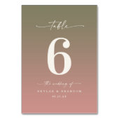 Green & Dusty Rose Pink Ombre Mit Monogramm Hochze Tischnummer (Vorderseite)