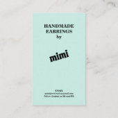 Green Earring Display Business Card Visitenkarte (Rückseite)