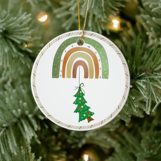 Green Earth Tone Boho Rainbow Arch Tree Ornament (Baum)