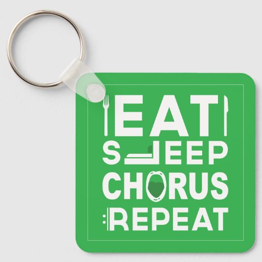 Green Eat Sleep Chorus Wiederholen Block Schlüssel Schlüsselanhänger (Vorderseite)