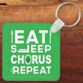 Green Eat Sleep Chorus Wiederholen Block Schlüssel Schlüsselanhänger (Rückseite)