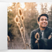 Green Edgy Abstrakt Brushstroke Foto Abschluss Dreifach Gefaltete Einladung (Innenseite Mitte)