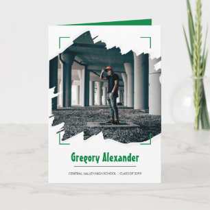 Green Edgy Abstrakt Brushstroke Foto Abschluss Einladung