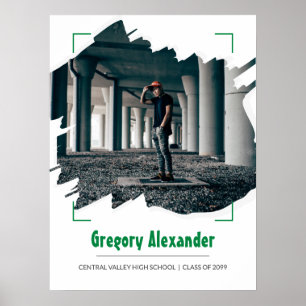 Green Edgy Abstrakt Brushstroke Foto Abschluss Poster