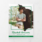 Green Edgy Abstrakt Torn Foto Abschluss Dreifach Gefaltete Einladung (Cover)