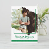 Green Edgy Abstrakt Torn Foto Abschluss Einladung (Stehend Vorderseite)