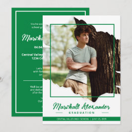 Green Edgy Abstrakt Torn Foto Abschluss Einladung