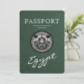 Green Egypt Passport Wedding Save the Date (Stehend Vorderseite)