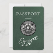 Green Egypt Passport Wedding Save the Date (Vorderseite)