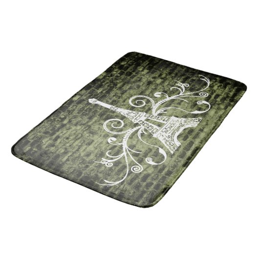 Green Eiffel Towel Grunge Bath Mat Badematte (Schrägansicht)