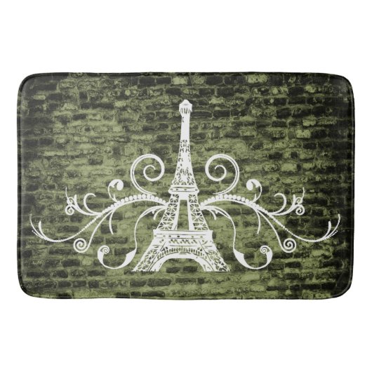 Green Eiffel Towel Grunge Bath Mat Badematte (Vorderseite)