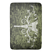 Green Eiffel Towel Grunge Bath Mat Badematte (Vorderseite Vertikal)