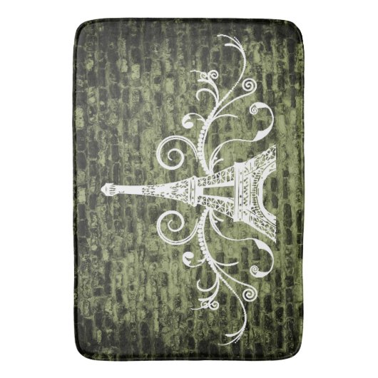 Green Eiffel Towel Grunge Bath Mat Badematte (Vorderseite Vertikal)