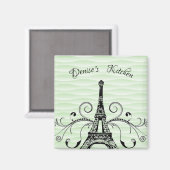 Green Eiffel Tower Blühte Magnet (Vorderseite/Rückseite)