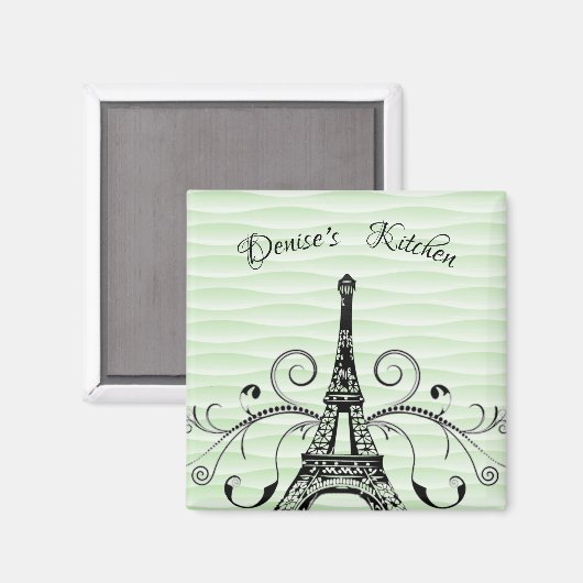 Green Eiffel Tower Blühte Magnet (Vorderseite/Rückseite)