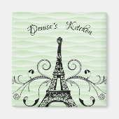 Green Eiffel Tower Blühte Magnet (Vorne)