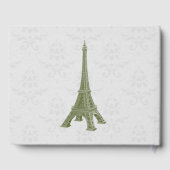 Green Eiffel Tower Damask Wedbook Gästebuch (Rückseite)