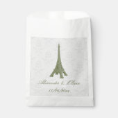 Green Eiffel Tower Damask Wedgefältchen Geschenktütchen (Vorderseite)