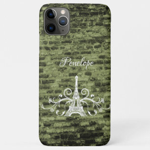 Green Eiffel Tower Grunge Case-Mate iPhone Case