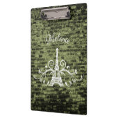 Green Eiffel Tower Grunge Clipboard Klemmbrett (Links)