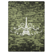 Green Eiffel Tower Grunge Clipboard Klemmbrett (Rückseite)
