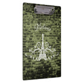 Green Eiffel Tower Grunge Clipboard Klemmbrett (Rechts)