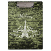 Green Eiffel Tower Grunge Clipboard Klemmbrett (Vorderseite)