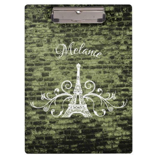 Green Eiffel Tower Grunge Clipboard Klemmbrett (Vorderseite)