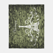Green Eiffel Tower Grunge Fleece Blanket (Vorderseite)