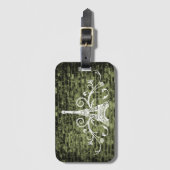 Green Eiffel Tower Grunge Gepäcktag Gepäckanhänger (Vorderseite Vertikal)