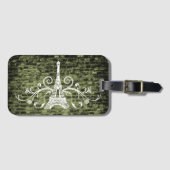 Green Eiffel Tower Grunge Gepäcktag Gepäckanhänger (Vorderseite (Horizontal))