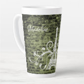 Green Eiffel Tower Grunge Latte Tasse (Linke Ecke)