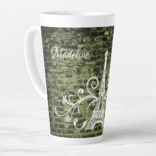 Green Eiffel Tower Grunge Latte Tasse