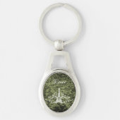 Green Eiffel Tower Grunge Metal Schlüsselanhänger (Vorderseite)