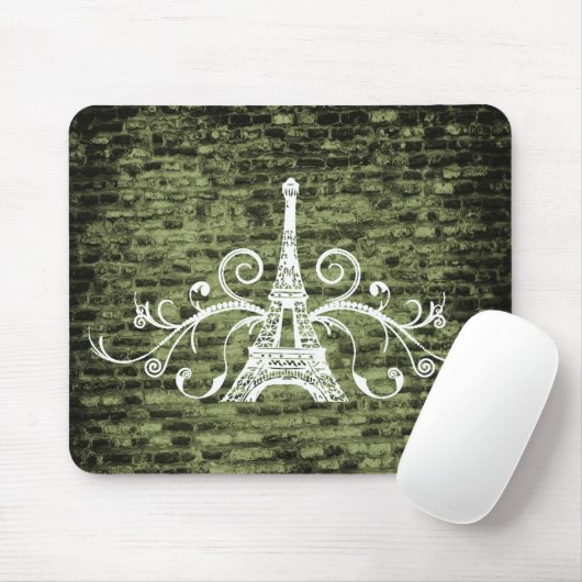 Green Eiffel Tower Grunge Mouse Pad Mousepad (Mit Mouse)