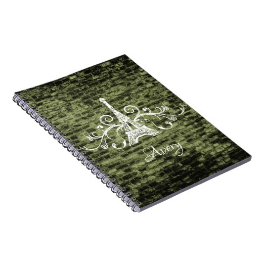 Green Eiffel Tower Grunge Notebook Notizblock (Rechte Seite)