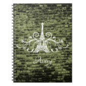 Green Eiffel Tower Grunge Notebook Notizblock (Vorderseite)