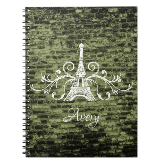 Green Eiffel Tower Grunge Notebook Notizblock (Vorderseite)