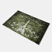 Green Eiffel Tower Grunge Personalisiert Door Mat Fußmatte (Schrägansicht)