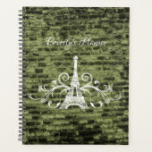Green Eiffel Tower Grunge Planner Planer (Vorderseite)