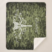 Green Eiffel Tower Grunge Sherpa Blanket Sherpadecke (Vorderseite)