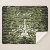 Green Eiffel Tower Grunge Sherpa Blanket Sherpadecke (Vorderseite (Horizontal))