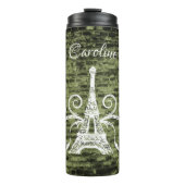 Green Eiffel Tower Grunge Thermal Tumbler Thermosbecher (Vorderseite)