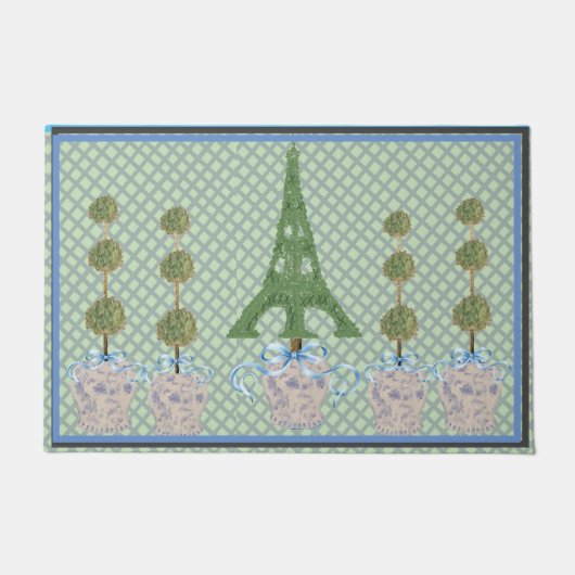 Green Eiffel Tower Topiary Ginger Jars Doormat Fußmatte (Vorderseite)