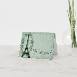 Green Eiffel Tower Wedding Danke Cards