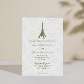 Green Eiffelturm Damask Einladung zur Hochzeit