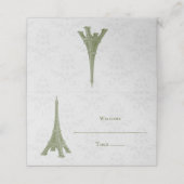 Green Eiffelturm Damask Empfang Platzkarte (Außenseite Aufgefaltet)